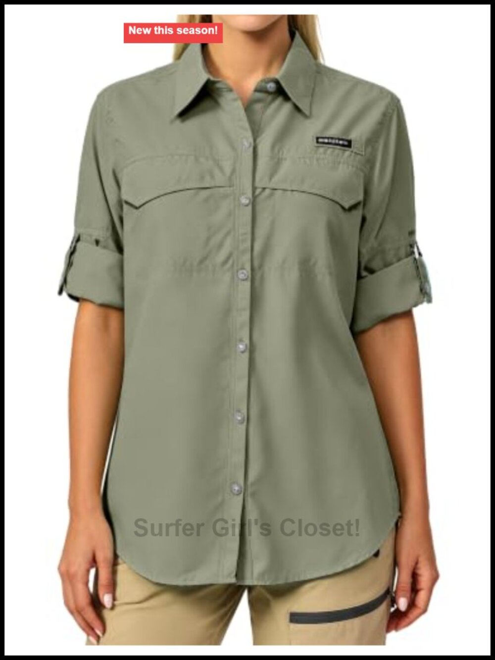 Women's UPF 50+ Long Sleeve Button Down Fishing Shirt 100% Polyester